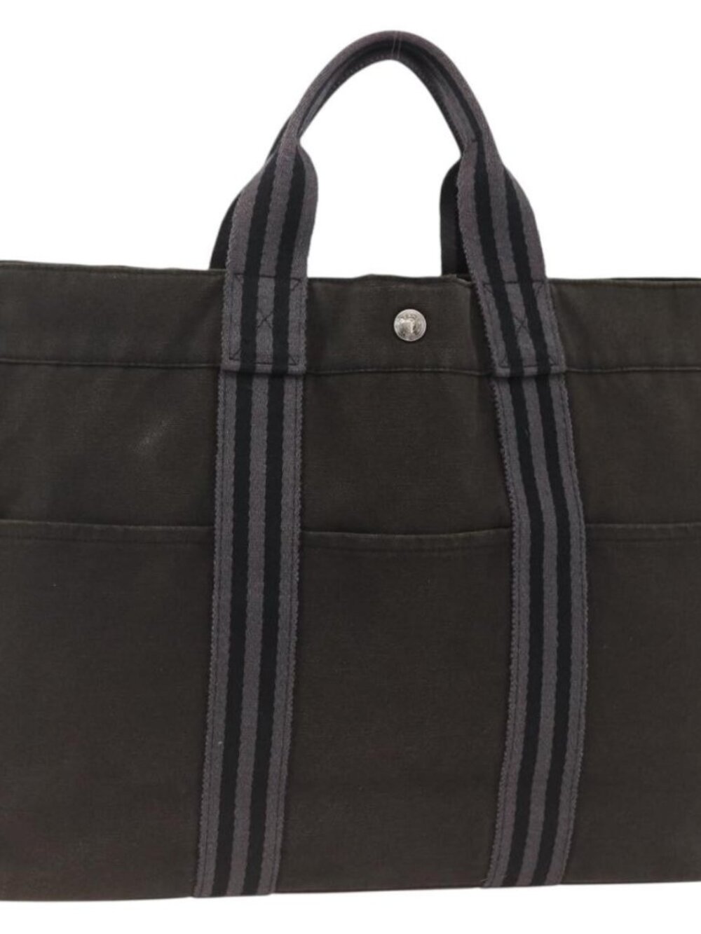 HERMES Fourre Tout MM Tote Bag Canvas Black Auth 174096